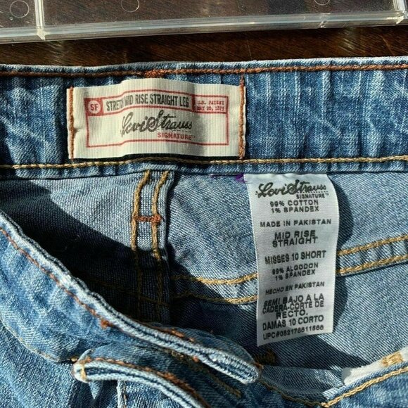 - Levis Strauss Signature Womens Mid Rise Straight Leg Denim Blue Jeans 10… - Picture 4 of 6